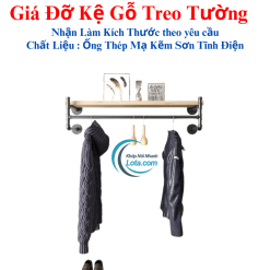 Kệ Gỗ Treo Tường 1 Tầng Decor Vintage Ống Thép Sơn Tĩnh Điện Lota KTT013-1T - Đẳng Cấp Không Gian Sống