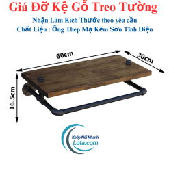 Kệ Gỗ Treo Tường 1 Tầng Vintage - Lota KTT012-1T | Đẳng Cấp Decor Cổ Điển